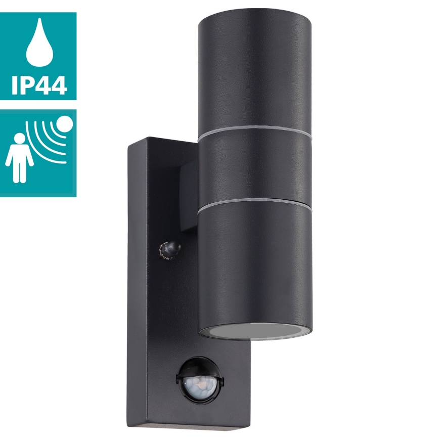 Eglo 79545- LED Venkovní nástěnné svítidlo se senzorem ARAPONGAS 2xGU10/2,8W/230V IP44 černá