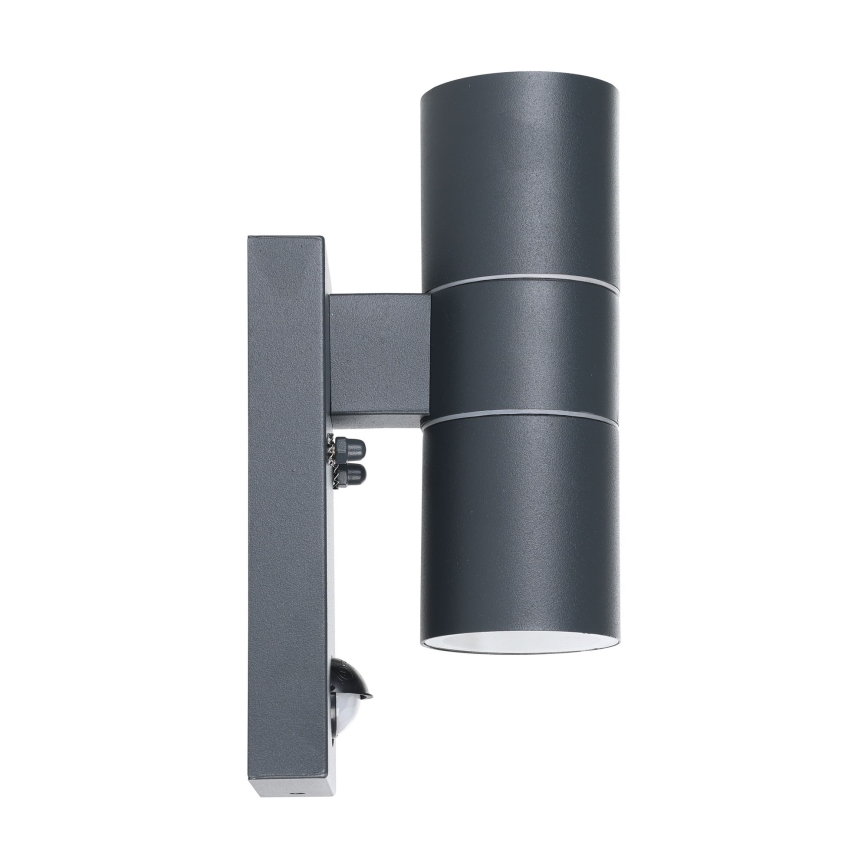 Eglo 79545- LED Venkovní nástěnné svítidlo se senzorem ARAPONGAS 2xGU10/2,8W/230V IP44 černá