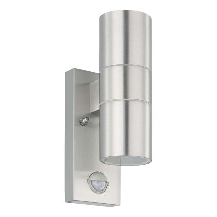 Eglo 79594- LED Venkovní nástěnné svítidlo se senzorem ARAPONGAS 2xGU10/2,8W/230V IP44 matný chrom