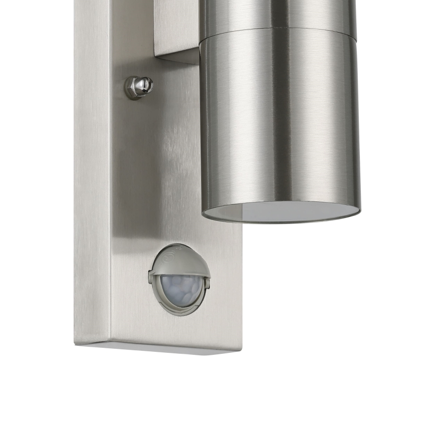 Eglo 79594- LED Venkovní nástěnné svítidlo se senzorem ARAPONGAS 2xGU10/2,8W/230V IP44 matný chrom