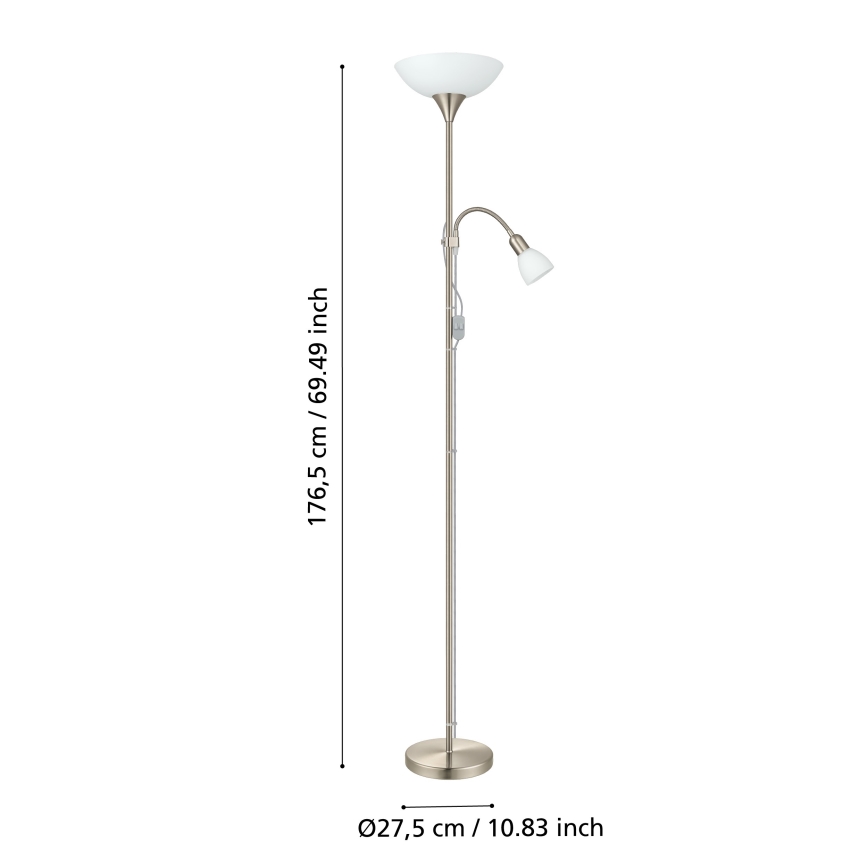 EGLO - Stojací lampa 1xE27/60W + 1xE14/25W matný chrom