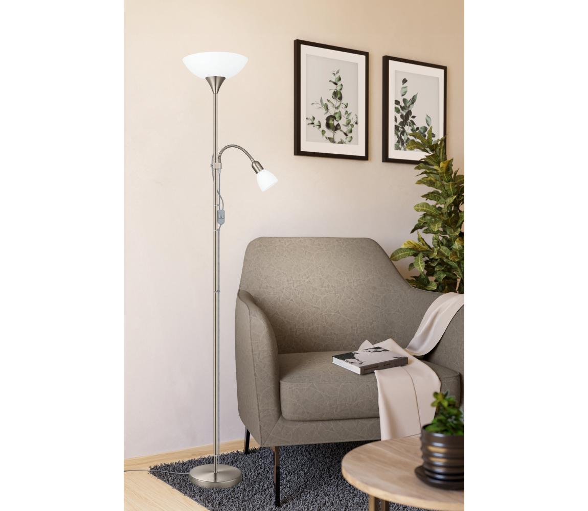 Eglo EGLO 82842 - Stojací lampa UP 2 1xE27/60W + 1xE14/25W nikl EG82842