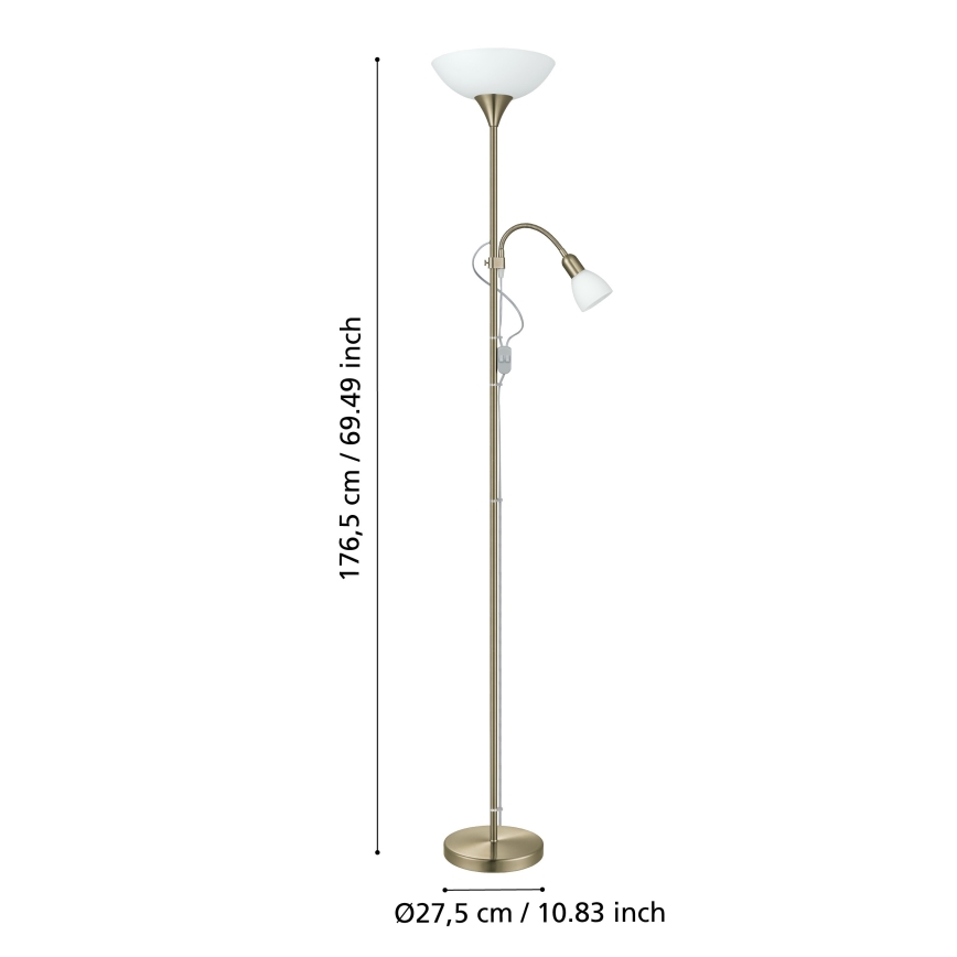 EGLO - Stojací lampa 1xE27/60W + 1xE14/25W mosaz