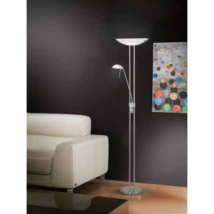 EGLO - Stmívatelná stojací lampa BAYA 1xR7s/230W+1xG9/33W matný chrom