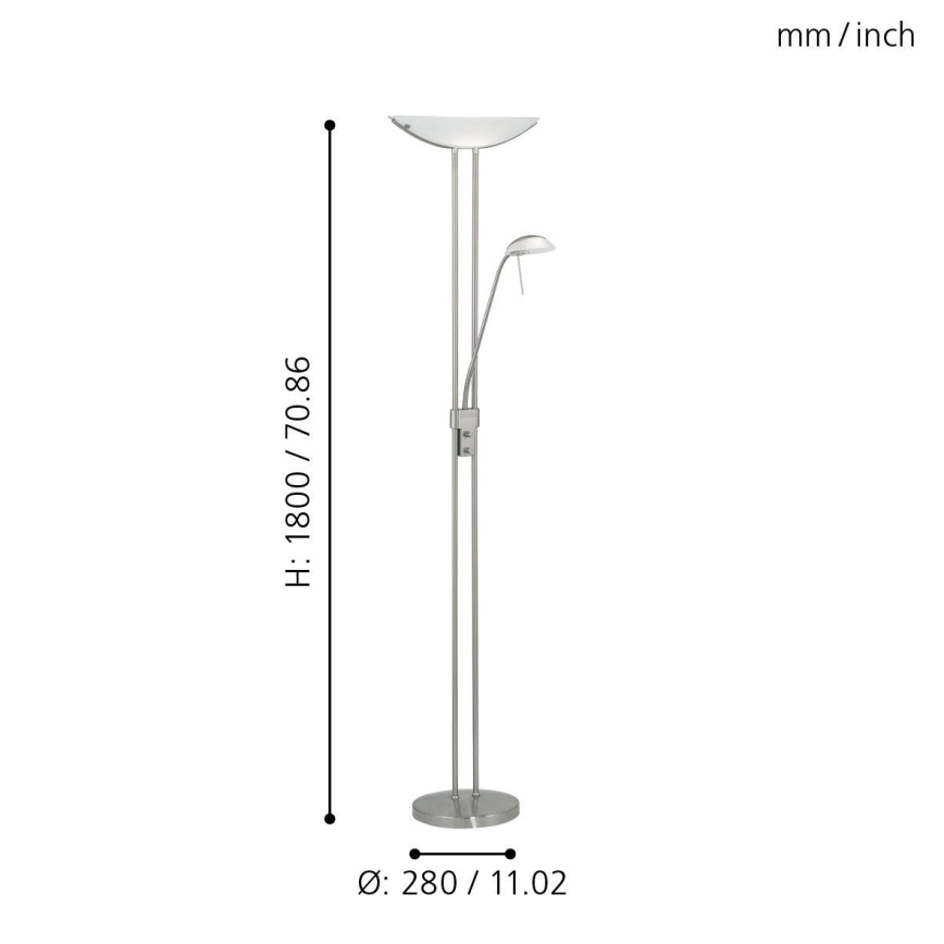EGLO - Stmívatelná stojací lampa BAYA 1xR7s/230W+1xG9/33W matný chrom