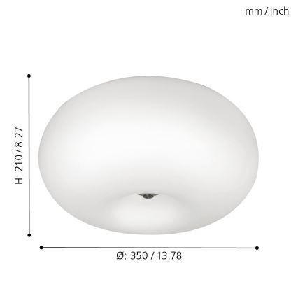 EGLO - Stropní svítidlo OPTICA 2xE27/60W/230V opálové sklo pr. 35 cm