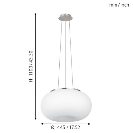 EGLO - Lustr na lanku OPTICA 2xE27/60W pr. 45 cm