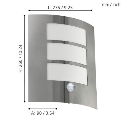 EGLO - Senzorové venkovní nástěnné svítidlo 1xE27/15W/230V IP44