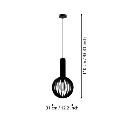 Eglo - Lustr na lanku 1xE27/40W/230V pr. 31 cm černá