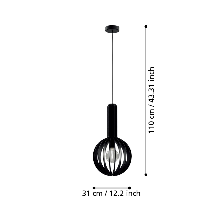 Eglo - Lustr na lanku 1xE27/40W/230V pr. 31 cm černá