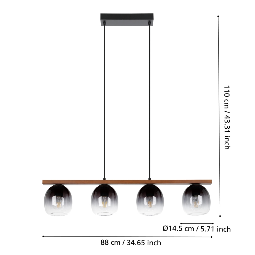 Eglo - Lustr na lanku 4xE27/40W/230V