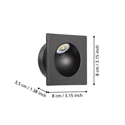Eglo - LED Schodišťové svítidlo LED/2W/230V 3000K černá