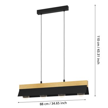 Eglo - Lustr na lanku 4xE27/40W/230V