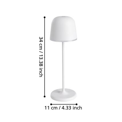 Eglo - LED Stmívatelná venkovní nabíjecí lampa LED/2,2W/5V 1800 mAh šedá IP54