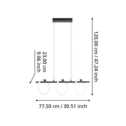 Eglo - LED Lustr na lanku 3xLED/9W/230V