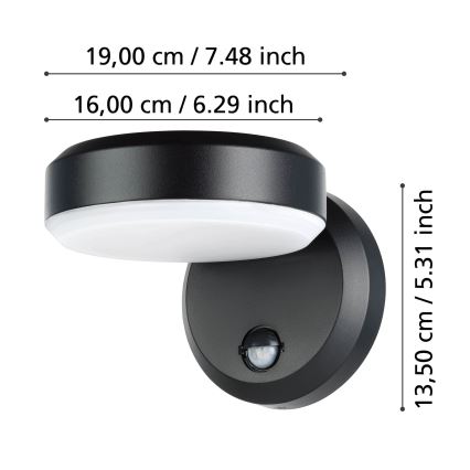 Eglo - LED Venkovní nástěnné svítidlo se senzorem LED/10,8/230V IP44