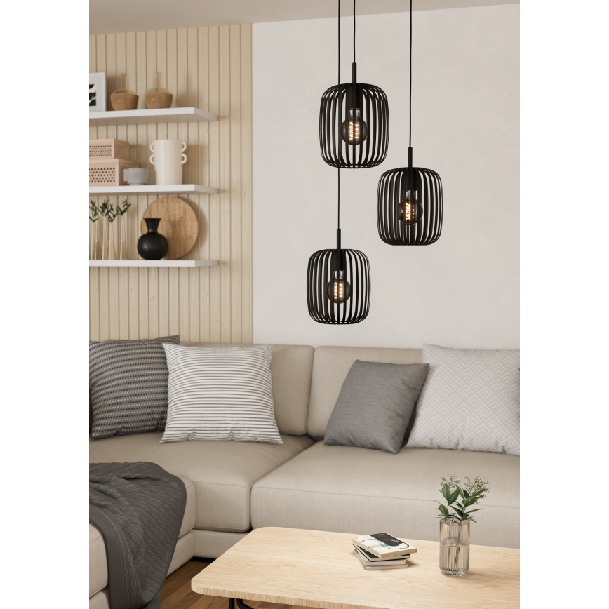 Eglo - Lustr na lanku 3xE27/40W/230V černá