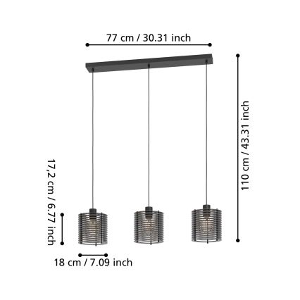 Eglo - Lustr na lanku 3xE27/40W/230V