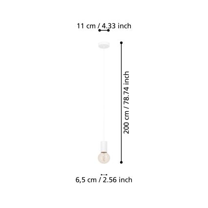 Eglo - Lustr na lanku 1xE27/40W/230V bílá