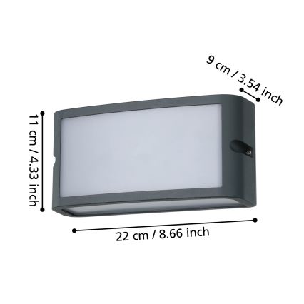 Eglo - LED Venkovní nástěnné svítidlo LED/10,5W/230V antracit IP54