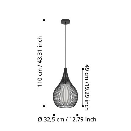 Eglo - Lustr na lanku 1xE27/40W/230V černá