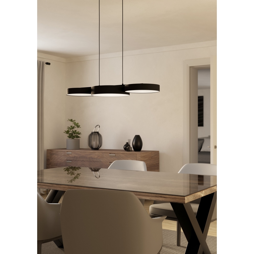 Eglo - LED RGBW Stmívatelný lustr na lanku 3xLED/7,5W/230V 2700-6500K černá