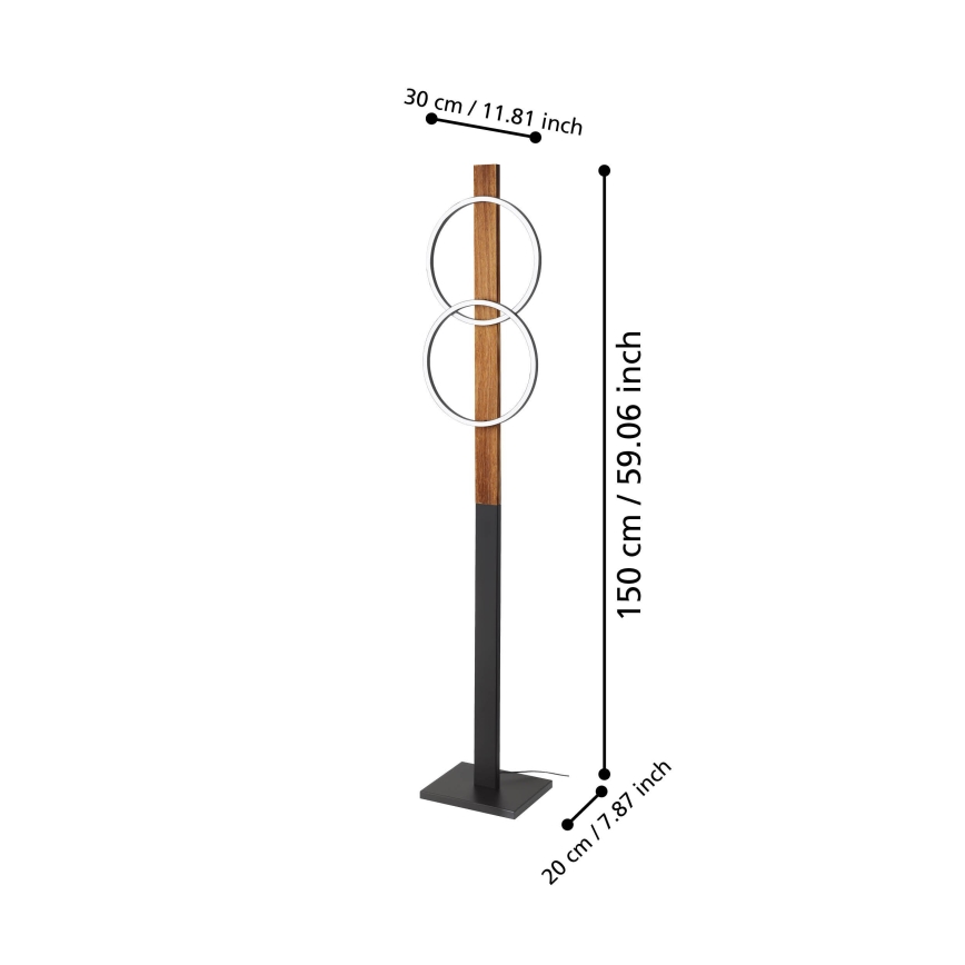 Eglo - LED Stojací lampa 2xLED/12W/230V 3000K hnědá/černá