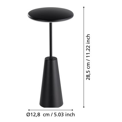 Eglo - LED Stmívatelná dotyková venkovní lampa LED/2,8W/5V 2400K/3000K/4000K 5200 mAh IP54 černá