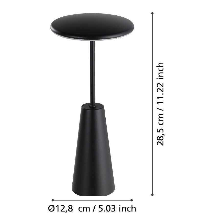 Eglo - LED Stmívatelná dotyková venkovní lampa LED/2,8W/5V 2400K/3000K/4000K 5200 mAh IP54 černá