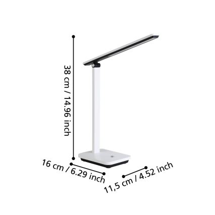 Eglo - LED Stmívatelná nabíjecí stolní lampa LED/3,6W/5V 1800mAh bílá