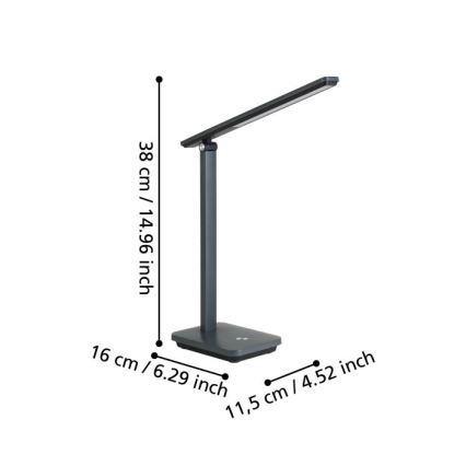 Eglo - LED Stmívatelná nabíjecí stolní lampa LED/3,6W/5V 1800mAh šedá