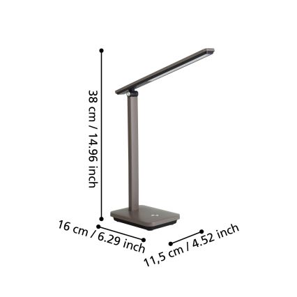 Eglo - LED Stmívatelná nabíjecí stolní lampa LED/3,6W/5V 1800mAh hnědá