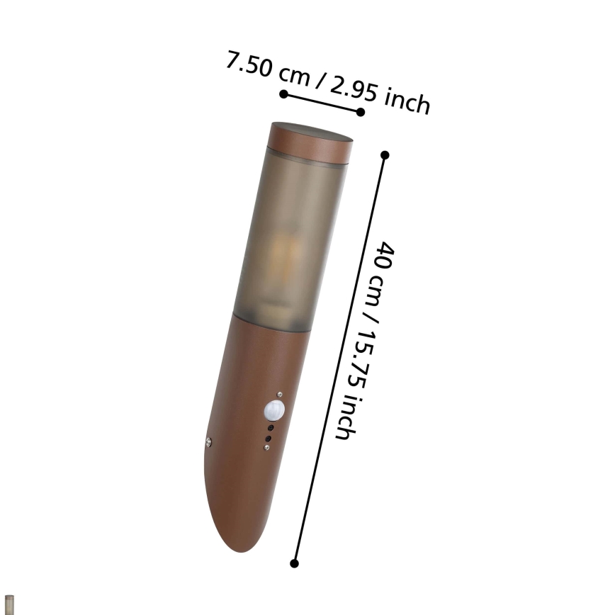 Eglo - Venkovní nástěnné svítidlo se senzorem 1xE27/15W/230V IP44