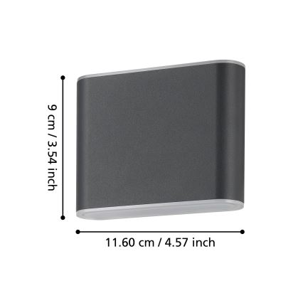 Eglo - LED Venkovní nástěnné svítidlo 2xLED/2,9W/230V 3000K/4000K/6500K IP65