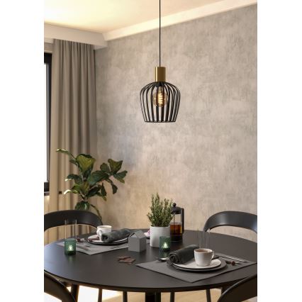 Eglo - Lustr na lanku 1xE27/40W/230V černá/zlatá