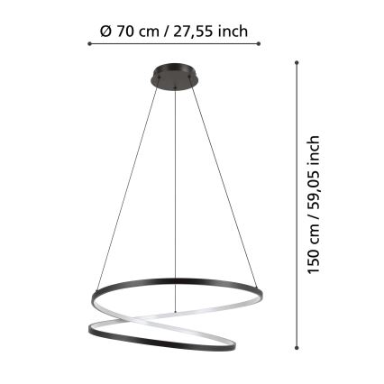 Eglo - LED Lustr na lanku LED/42W/230V 3000K černá