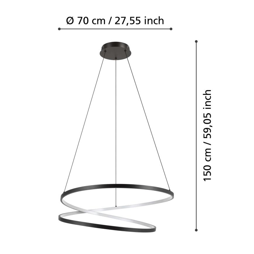 Eglo - LED Lustr na lanku LED/42W/230V 3000K černá