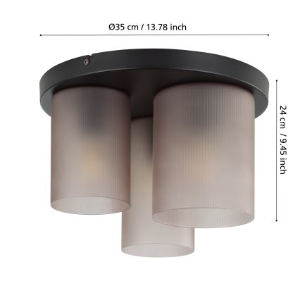 Eglo - Stropní svítidlo 3xE27/40W/230V šedá