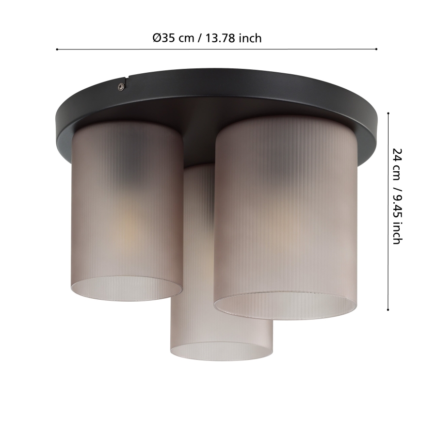 Eglo - Stropní svítidlo 3xE27/40W/230V šedá