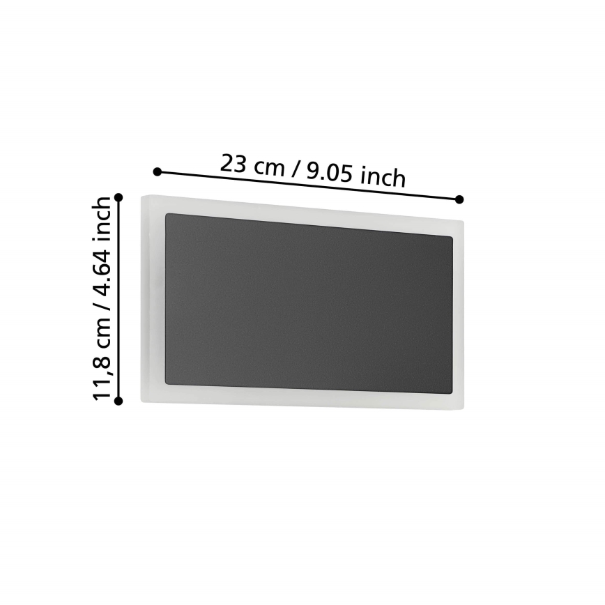 Eglo - LED Nástěnné svítidlo LED/12W/230V 3000K 12x23 cm černá