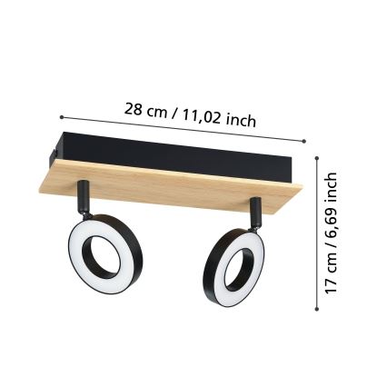 Eglo - LED Bodové svítidlo 2xLED/4,2W/230V černá/hnědá