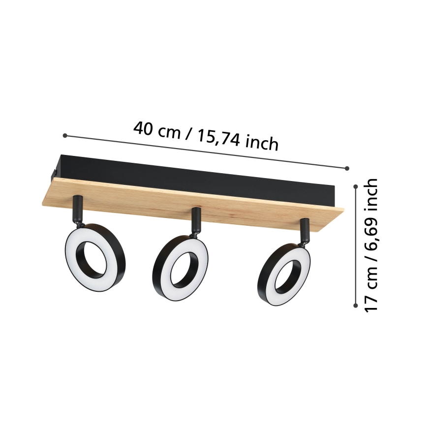 Eglo - LED Bodové svítidlo 3xLED/4,2W/230V černá/hnědá