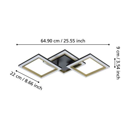 Eglo - LED Stmívatelné stropní svítidlo LED/20W/230V 4000K černá/zlatá