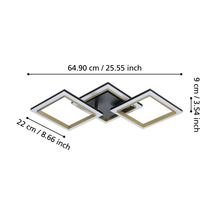 Eglo - LED Stmívatelné stropní svítidlo LED/20W/230V 4000K černá/zlatá