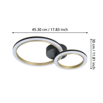 Eglo - LED Stmívatelné stropní svítidlo LED/12W/230V 4000K černá/zlatá