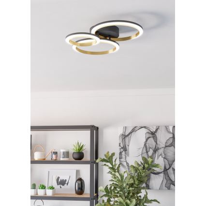 Eglo - LED Stmívatelné stropní svítidlo LED/20W/230V 4000K černá/zlatá