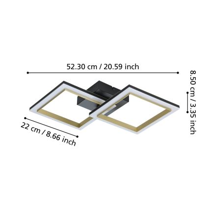 Eglo - LED Stmívatelné stropní svítidlo LED/18,4W/230V 4000K černá/zlatá