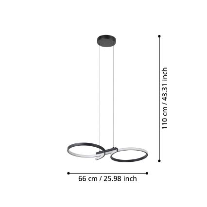 Eglo - LED Lustr na lanku LED/21W/230V 3000K černá