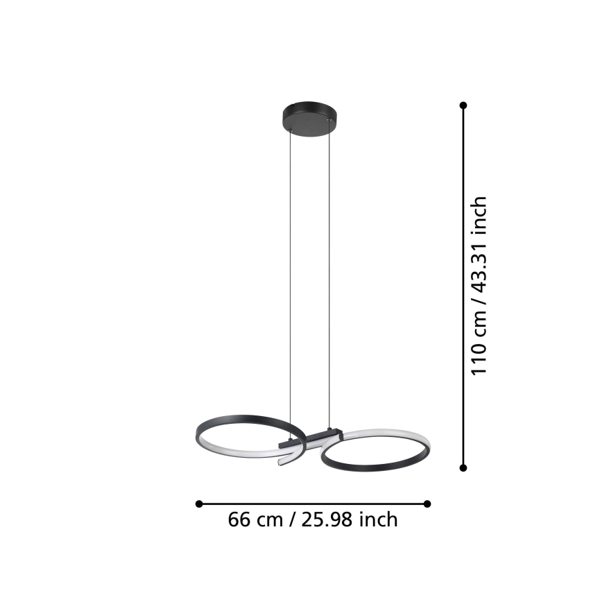 Eglo - LED Lustr na lanku LED/21W/230V 3000K černá