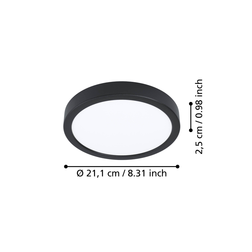Eglo - LED Stropní svítidlo LED/11,5W/230V 2700/4000/6500K pr. 21,1 cm černá